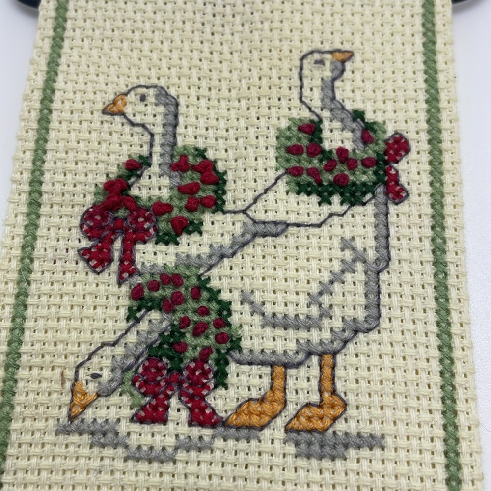 Miniature Christmas Goose Cross-Stitch Hanging - 3x4.5 Inches - Picture 3 of 7